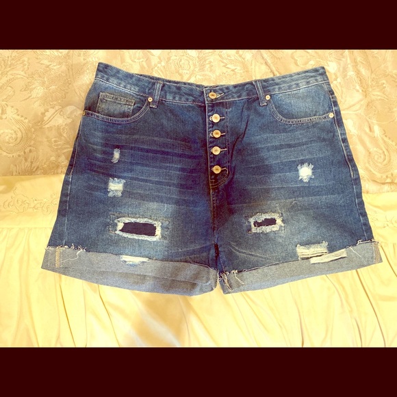 Denim Button Fly Shorts - Picture 1 of 1